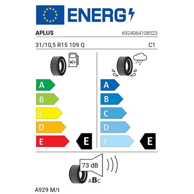 Eticheta Energetica Anvelope  31 10,5 R15 Aplus A929 M/t 