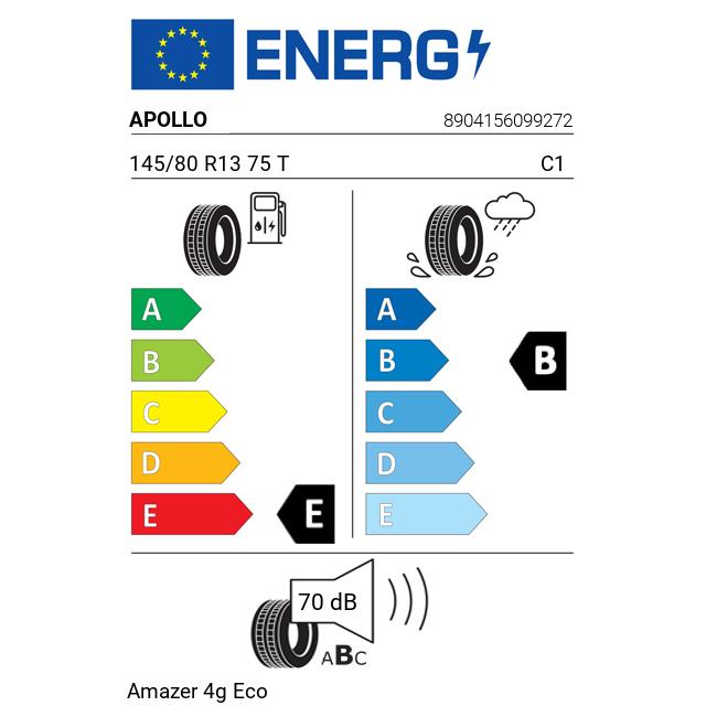 Eticheta Energetica Anvelope  145 80 R13 Apollo Amazer 4g Eco 