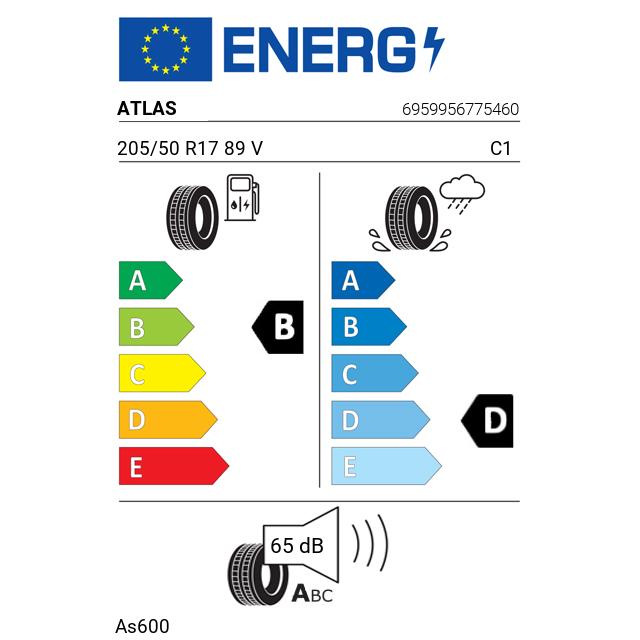 Eticheta Energetica Anvelope  205 50 R17 Atlas As600 