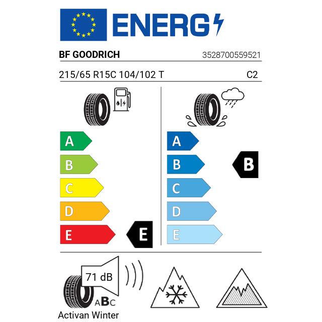 Eticheta Energetica Anvelope  215 65 R15C Bf Goodrich Activan Winter 