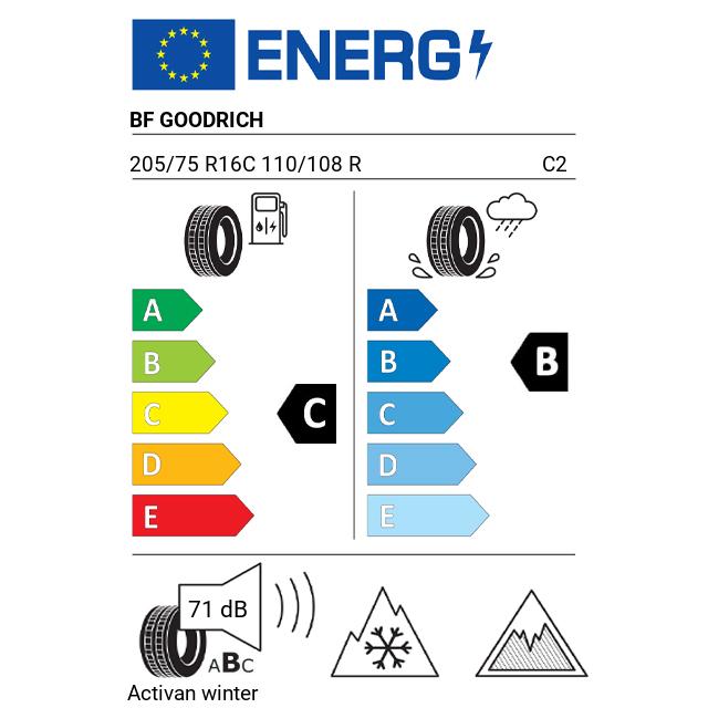 Eticheta Energetica Anvelope  205 75 R16C Bf Goodrich Activan Winter 