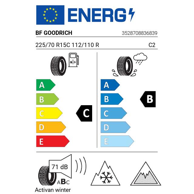 Eticheta Energetica Anvelope  225 70 R15C Bf Goodrich Activan Winter 