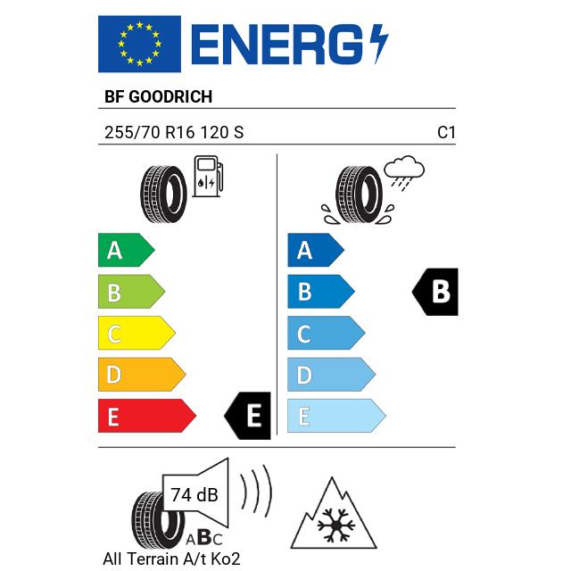 Eticheta Energetica Anvelope  255 70 R16 Bf Goodrich All Terrain A/t Ko2 