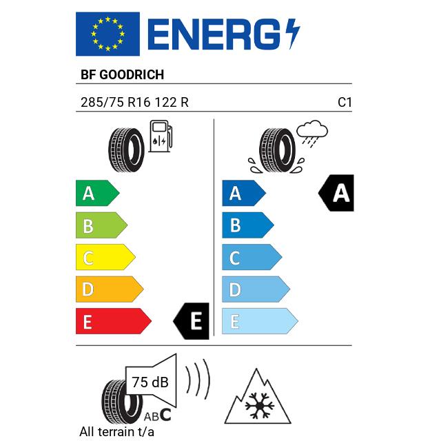 Eticheta Energetica Anvelope  285 75 R16 Bf Goodrich All Terrain T/a 