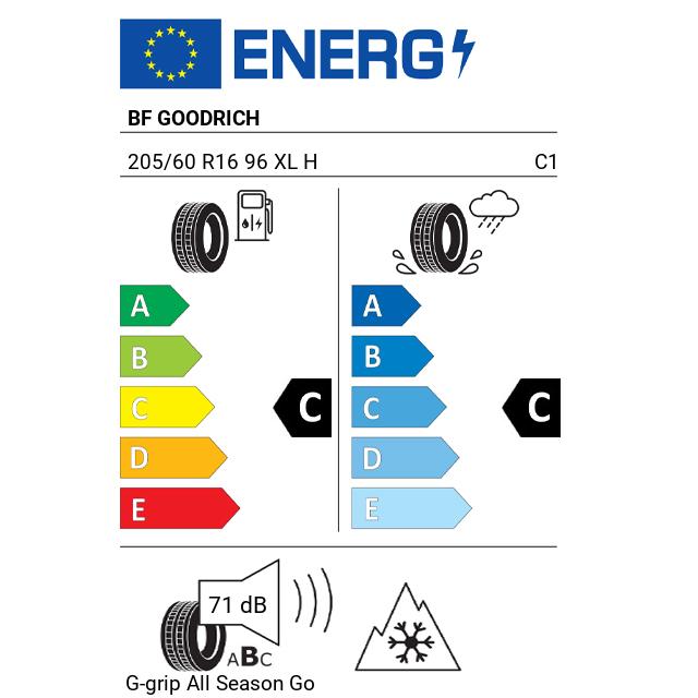 Eticheta Energetica Anvelope  205 60 R16 Bf Goodrich G-grip  Go 