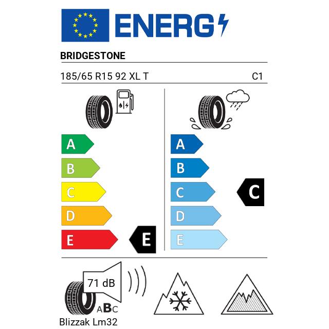 Eticheta Energetica Anvelope  185 65 R15 Bridgestone Blizzak Lm32 