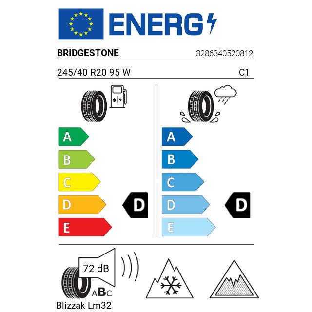 Eticheta Energetica Anvelope  245 40 R20 Bridgestone Blizzak Lm32 