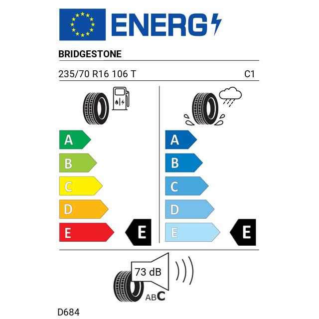 Eticheta Energetica Anvelope  235 70 R16 Bridgestone D684 