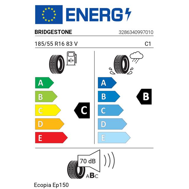 Eticheta Energetica Anvelope  185 55 R16 Bridgestone Ecopia Ep150 