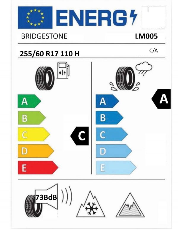 Eticheta Energetica Anvelope  255 60 R17 Bridgestone Lm005 