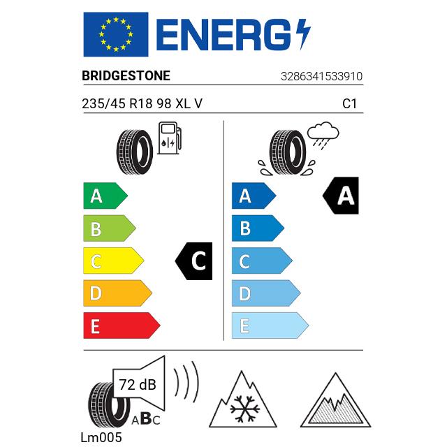 Eticheta Energetica Anvelope  235 45 R18 Bridgestone Lm005 