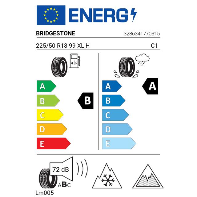 Eticheta Energetica Anvelope  225 50 R18 Bridgestone Lm005 