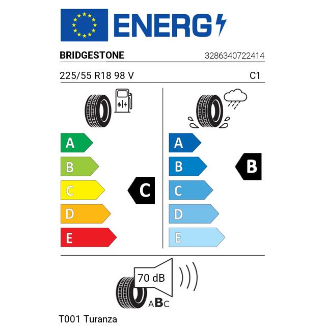 Eticheta Energetica Anvelope  225 55 R18 Bridgestone T001 Turanza 