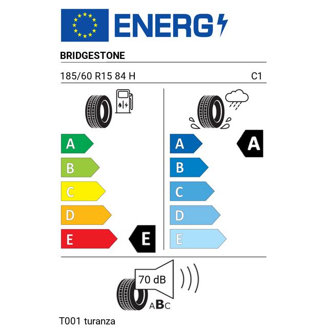 Eticheta Energetica Anvelope  185 60 R15 Bridgestone T001 Turanza 