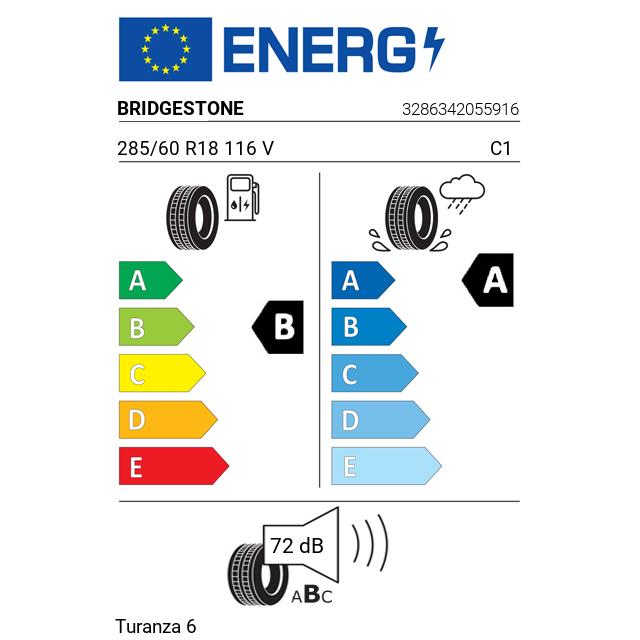 Eticheta Energetica Anvelope  285 60 R18 Bridgestone Turanza 6 