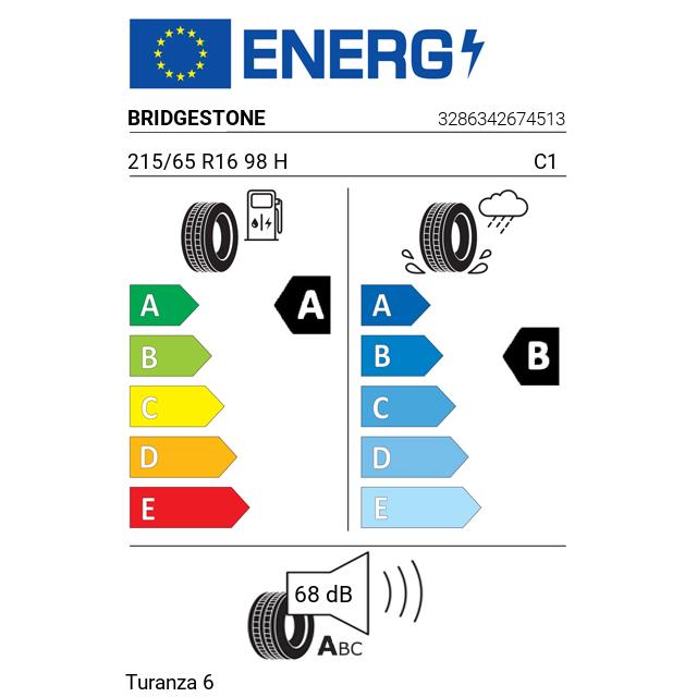 Eticheta Energetica Anvelope  215 65 R16 Bridgestone Turanza 6 