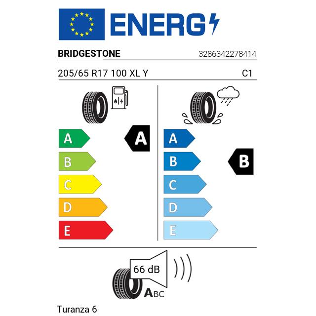 Eticheta Energetica Anvelope  205 65 R17 Bridgestone Turanza 6 