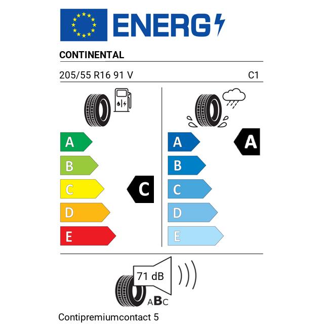 Eticheta Energetica Anvelope  205 55 R16 Continental Contipremiumcontact 5 