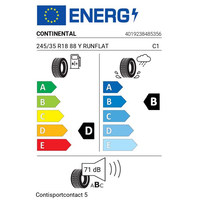 Eticheta Energetica Anvelope  245 35 R18 Continental Contisportcontact 5 