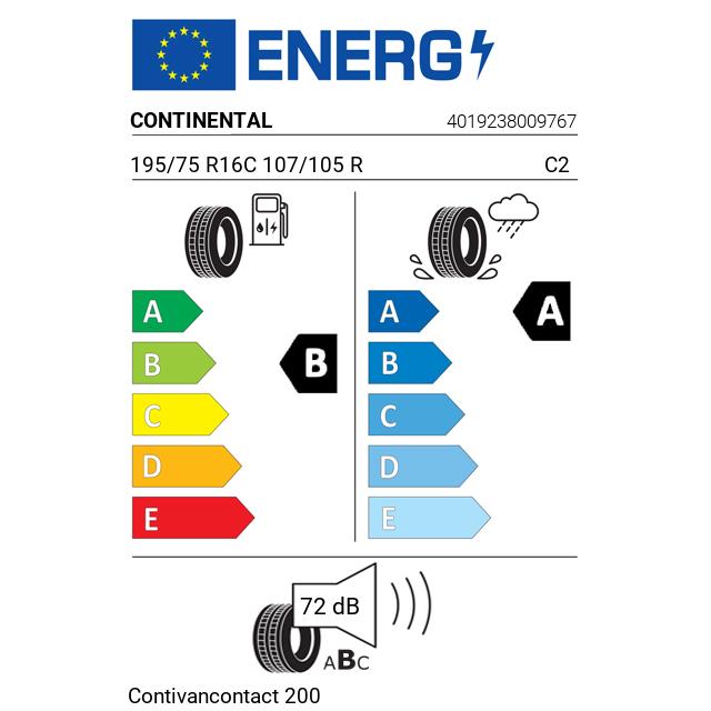 Eticheta Energetica Anvelope  195 75 R16C Continental Contivancontact 200 