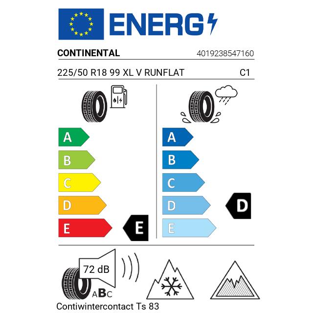 Eticheta Energetica Anvelope  225 50 R18 Continental Contiwintercontact Ts 830 P 