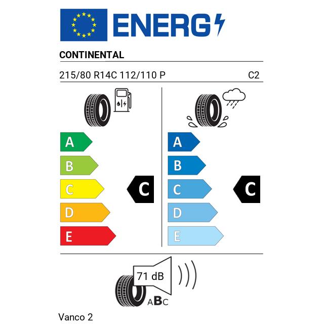 Eticheta Energetica Anvelope  215 80 R14C Continental Vanco 2 