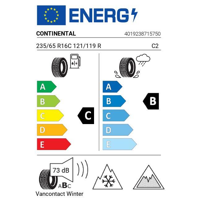 Eticheta Energetica Anvelope  235 65 R16C Continental Vancontact Winter 