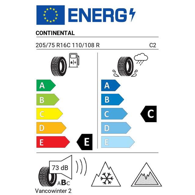 Eticheta Energetica Anvelope  205 75 R16C Continental Vancowinter 2 