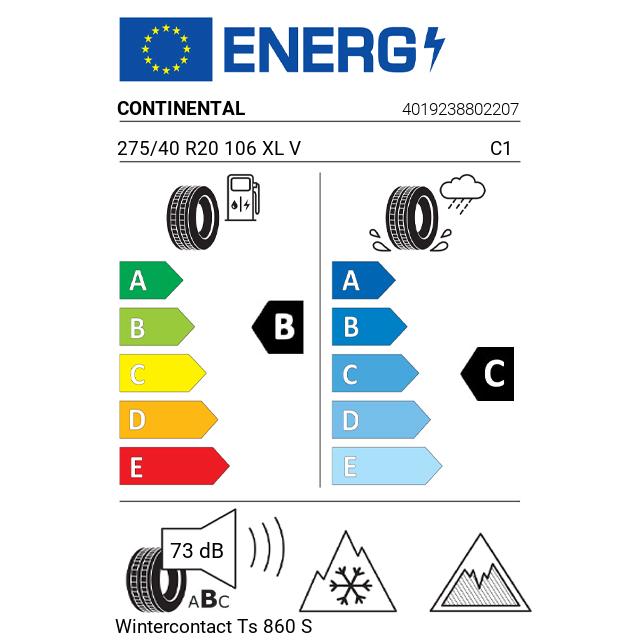Eticheta Energetica Anvelope  275 40 R20 Continental Wintercontact Ts 860 S 