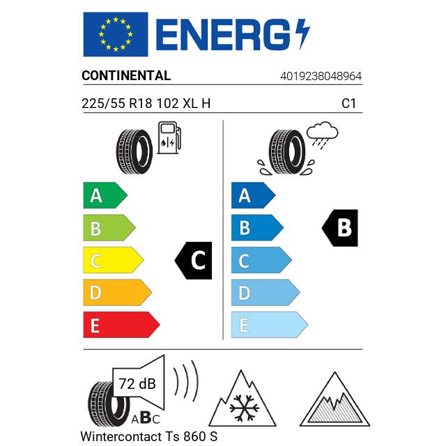 Eticheta Energetica Anvelope  225 55 R18 Continental Wintercontact Ts 860 S 