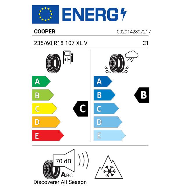 Eticheta Energetica Anvelope  235 60 R18 Cooper Discoverer  