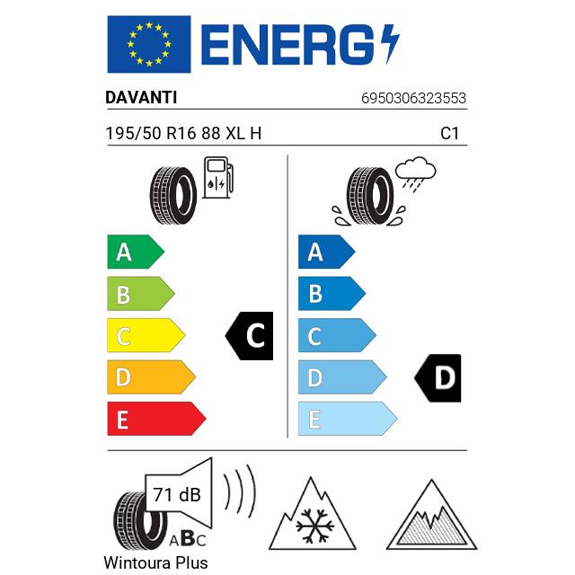 Eticheta Energetica Anvelope  195 50 R16 Davanti Wintoura Plus 
