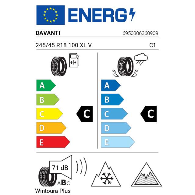 Eticheta Energetica Anvelope  245 45 R18 Davanti Wintoura Plus 