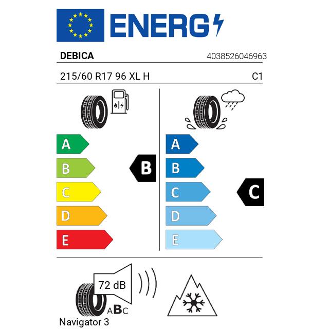 Eticheta Energetica Anvelope  215 60 R17 Debica Navigator 3 
