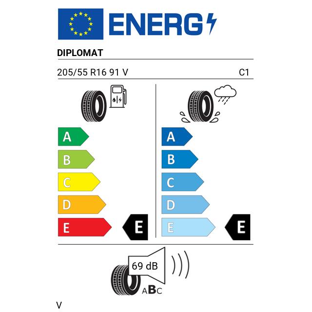 Eticheta Energetica Anvelope  205 55 R16 Diplomat V 