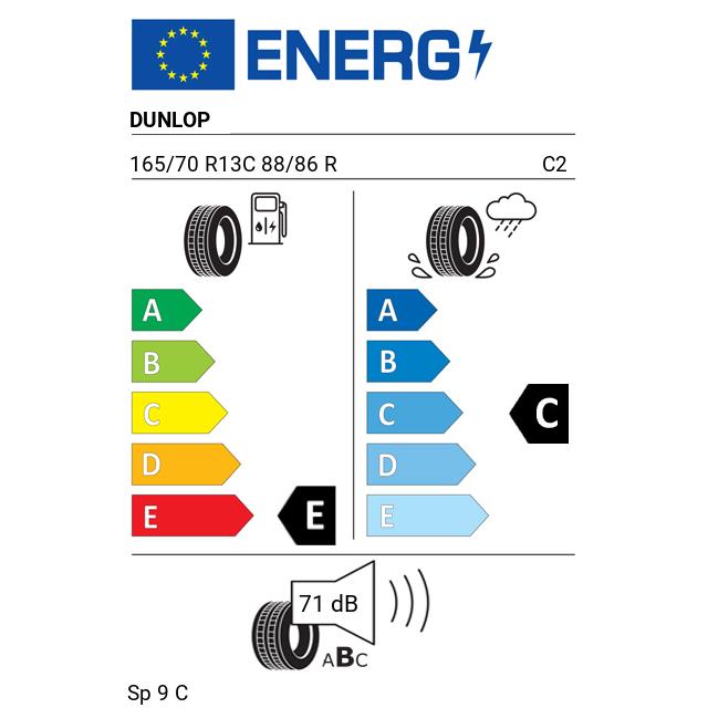 Eticheta Energetica Anvelope  165 70 R13C Dunlop Sp 9 C 