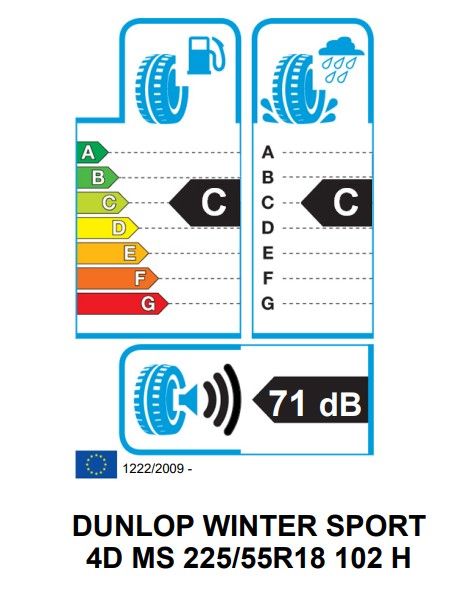 Eticheta Energetica Anvelope  225 55 R18 Dunlop Winter Sport 4d 
