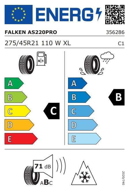 Eticheta Energetica Anvelope  275 45 R21 Falken As220 Pro 