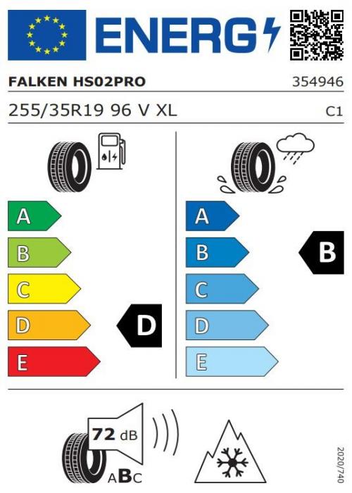 Eticheta Energetica Anvelope  255 35 R19 Falken Eurowinter Hs02 Pro 