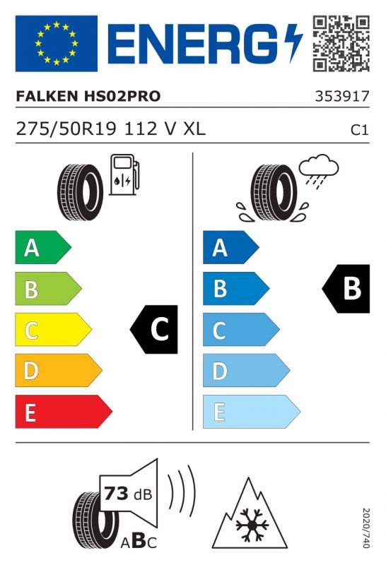Eticheta Energetica Anvelope  275 50 R19 Falken Eurowinter Hs02 Pro 