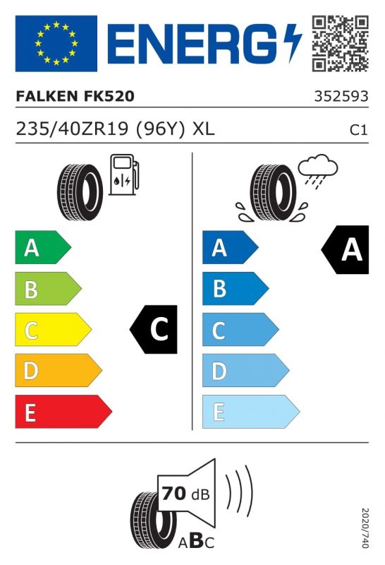 Eticheta Energetica Anvelope  235 40 R19 Falken Fk520 