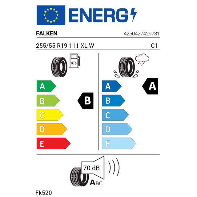 Eticheta Energetica Anvelope  255 55 R19 Falken Fk520 