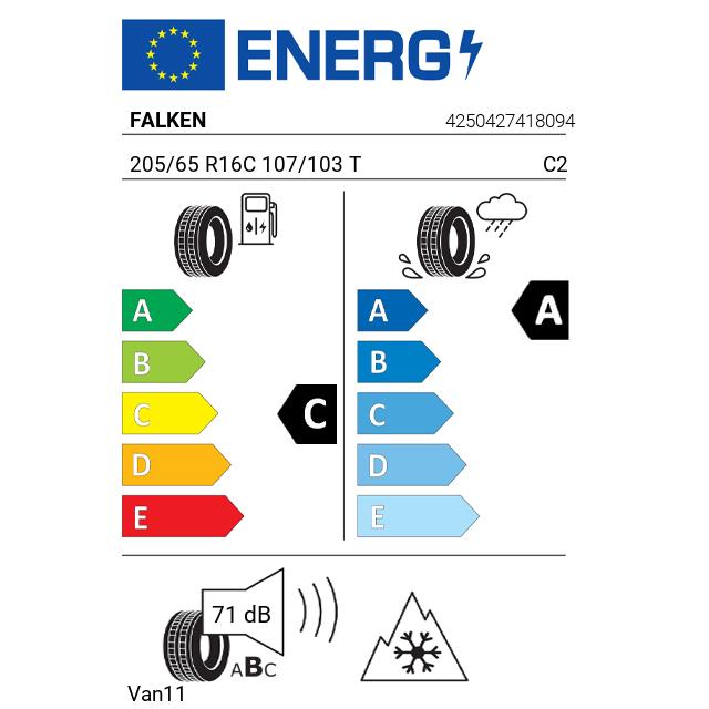 Eticheta Energetica Anvelope  205 65 R16C Falken Van11 