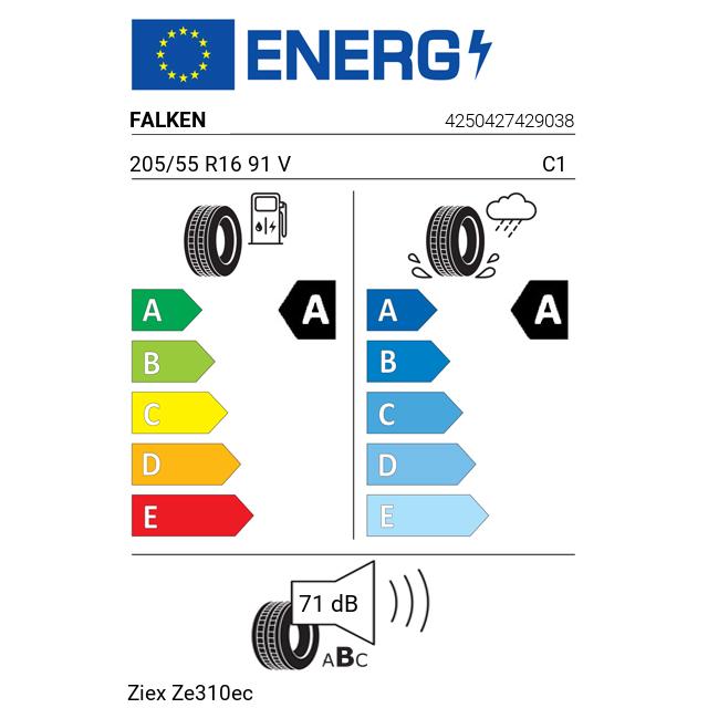 Eticheta Energetica Anvelope  205 55 R16 Falken Ziex Ze310ec 