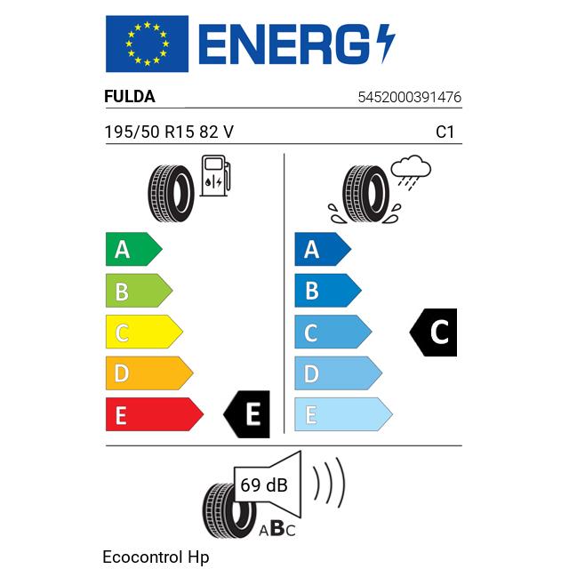 Eticheta Energetica Anvelope  195 50 R15 Fulda Ecocontrol Hp 