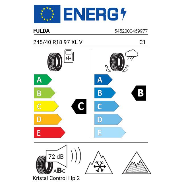 Eticheta Energetica Anvelope  245 40 R18 Fulda Kristal Control Hp 2 