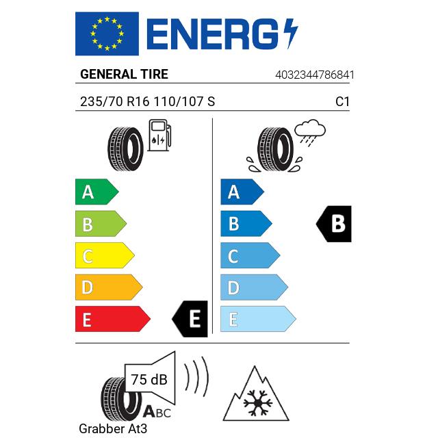 Eticheta Energetica Anvelope  235 70 R16 General Tire Grabber At3 