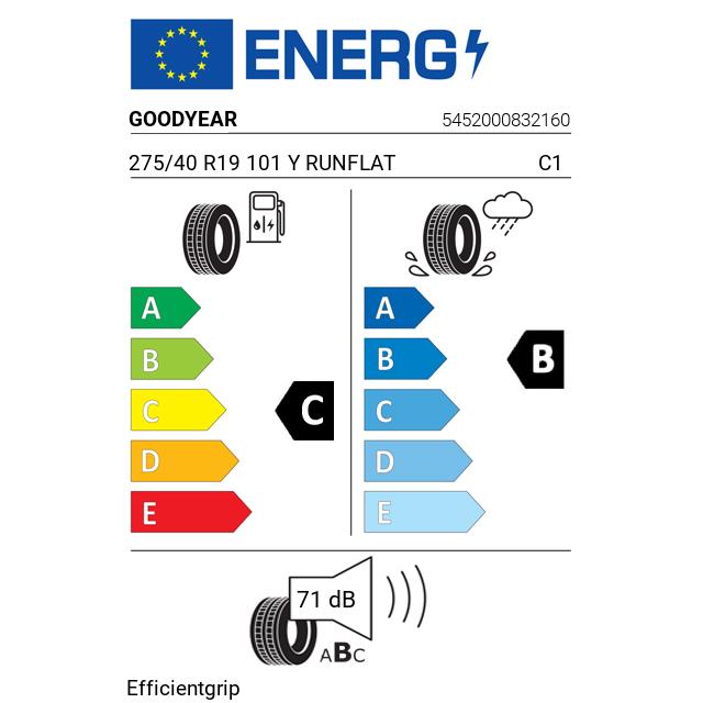 Eticheta Energetica Anvelope  275 40 R19 Goodyear Efficientgrip 