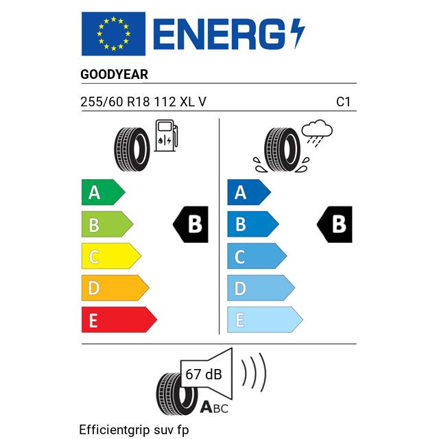 Eticheta Energetica Anvelope  255 60 R18 Goodyear Efficientgrip Suv Fp 