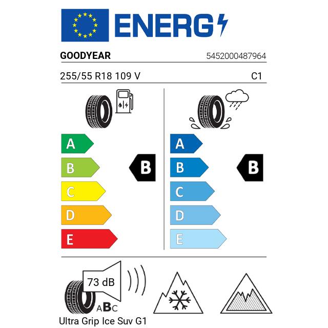 Eticheta Energetica Anvelope  255 55 R18 Goodyear Ultra Grip Ice Suv G1 